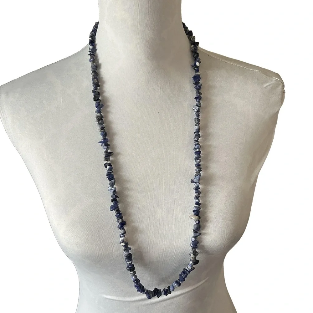 Polished Sodalite Stone Chip Necklace